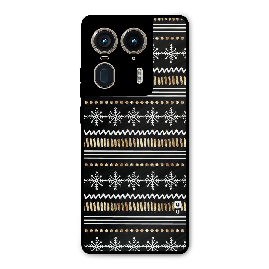 Snowflakes Gold Metal Back Case for Motorola Edge 50 Ultra