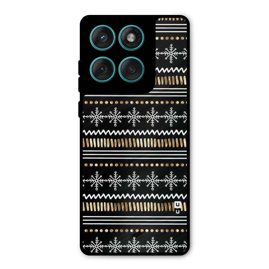 Snowflakes Gold Metal Back Case for Motorola Edge 60