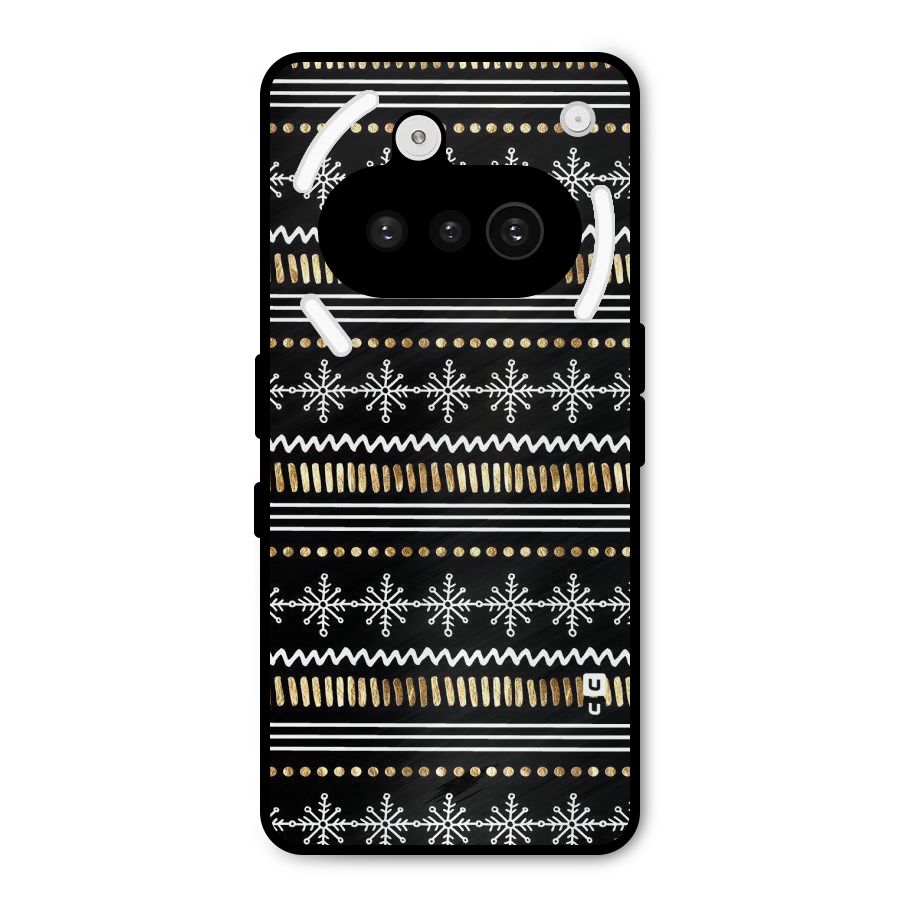 Snowflakes Gold Metal Back Case for Nothing Phone 3a