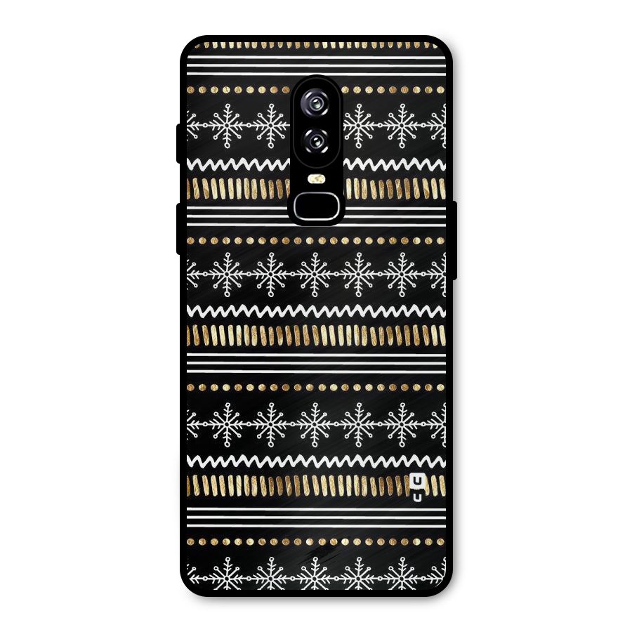 Snowflakes Gold Metal Back Case for OnePlus 6