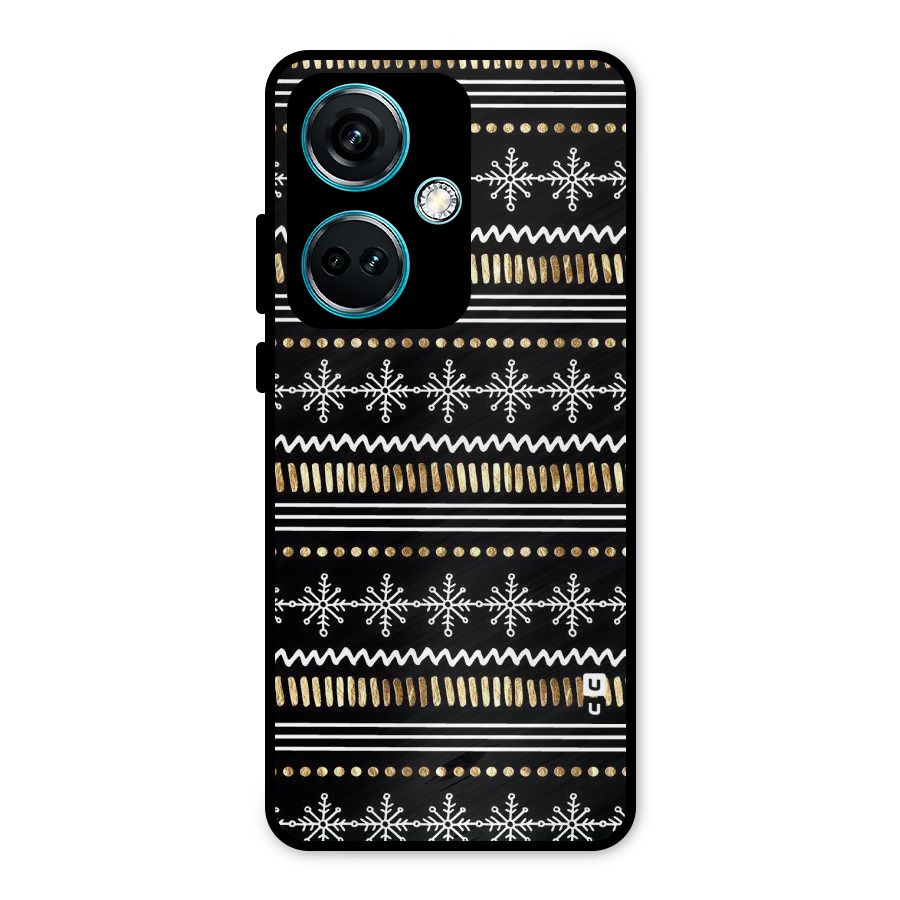 Snowflakes Gold Metal Back Case for OnePlus Nord CE 3 5G