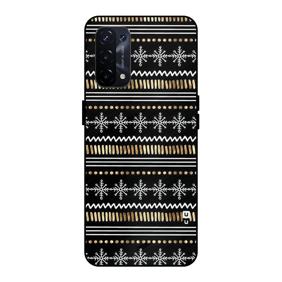 Snowflakes Gold Metal Back Case for Oppo A74 5G