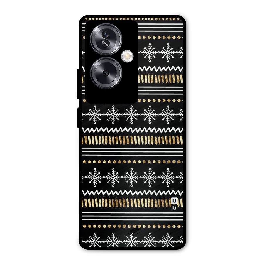 Snowflakes Gold Metal Back Case for Oppo A79 5G