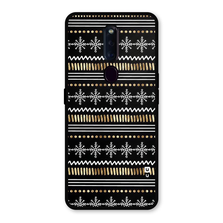 Snowflakes Gold Metal Back Case for Oppo F11 Pro
