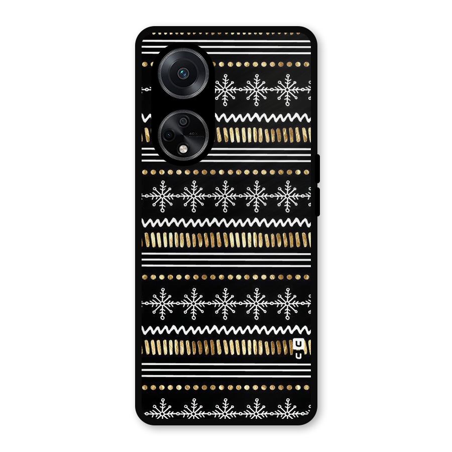 Snowflakes Gold Metal Back Case for Oppo F23