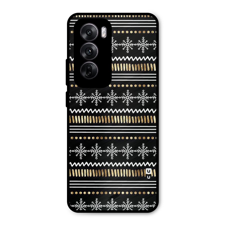 Snowflakes Gold Metal Back Case for Oppo Reno12