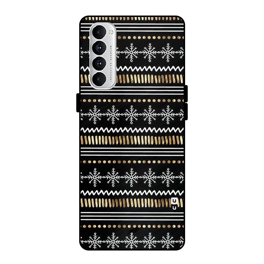 Snowflakes Gold Metal Back Case for Oppo Reno4 Pro