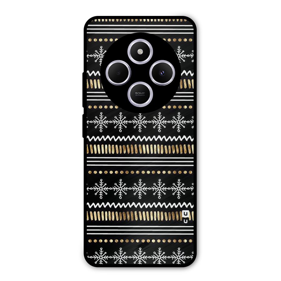 Snowflakes Gold Metal Back Case for Poco M7