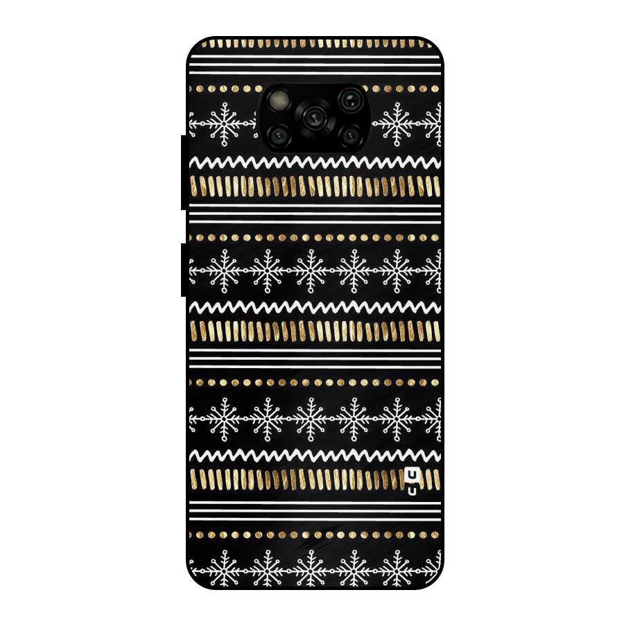 Snowflakes Gold Metal Back Case for Poco X3