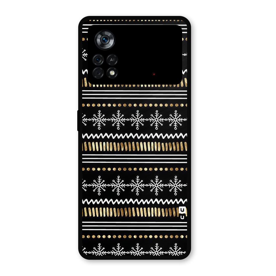 Snowflakes Gold Metal Back Case for Poco X4 Pro 5G