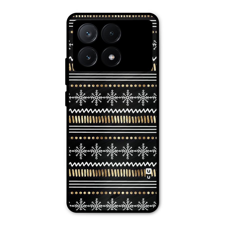 Snowflakes Gold Metal Back Case for Poco X6 Pro