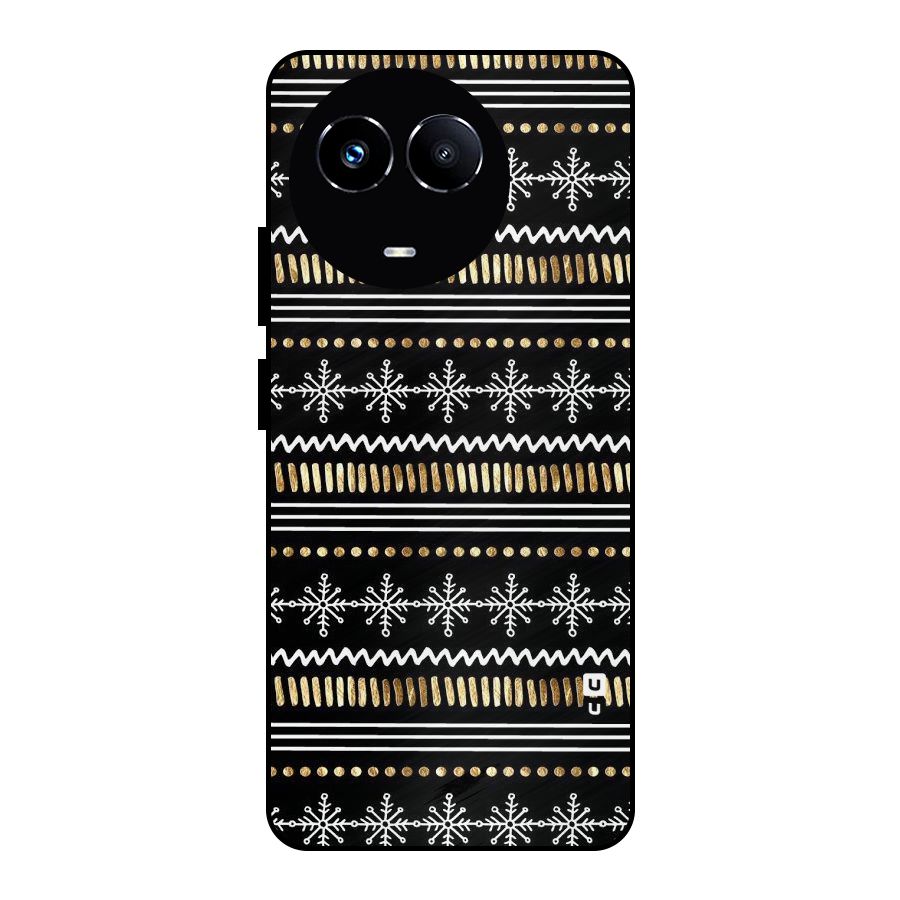 Snowflakes Gold Metal Back Case for Realme 11 5G
