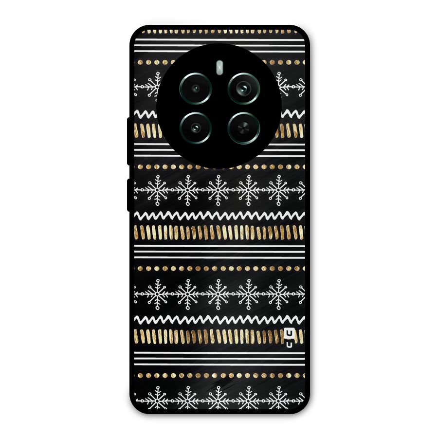 Snowflakes Gold Metal Back Case for Realme 12 Plus