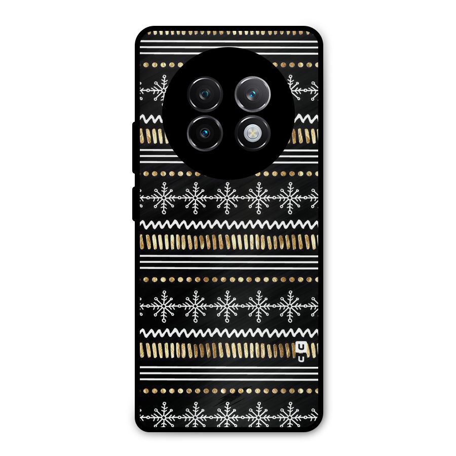 Snowflakes Gold Metal Back Case for Realme 13 Plus