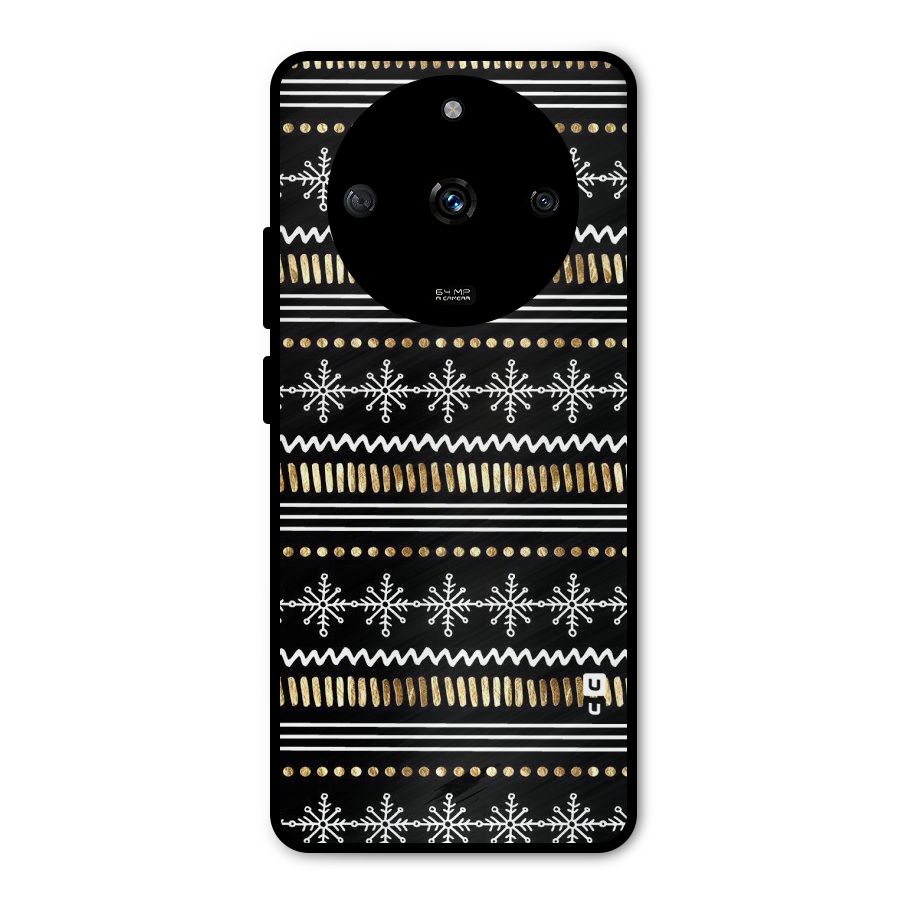 Snowflakes Gold Metal Back Case for Realme Narzo 60 5G