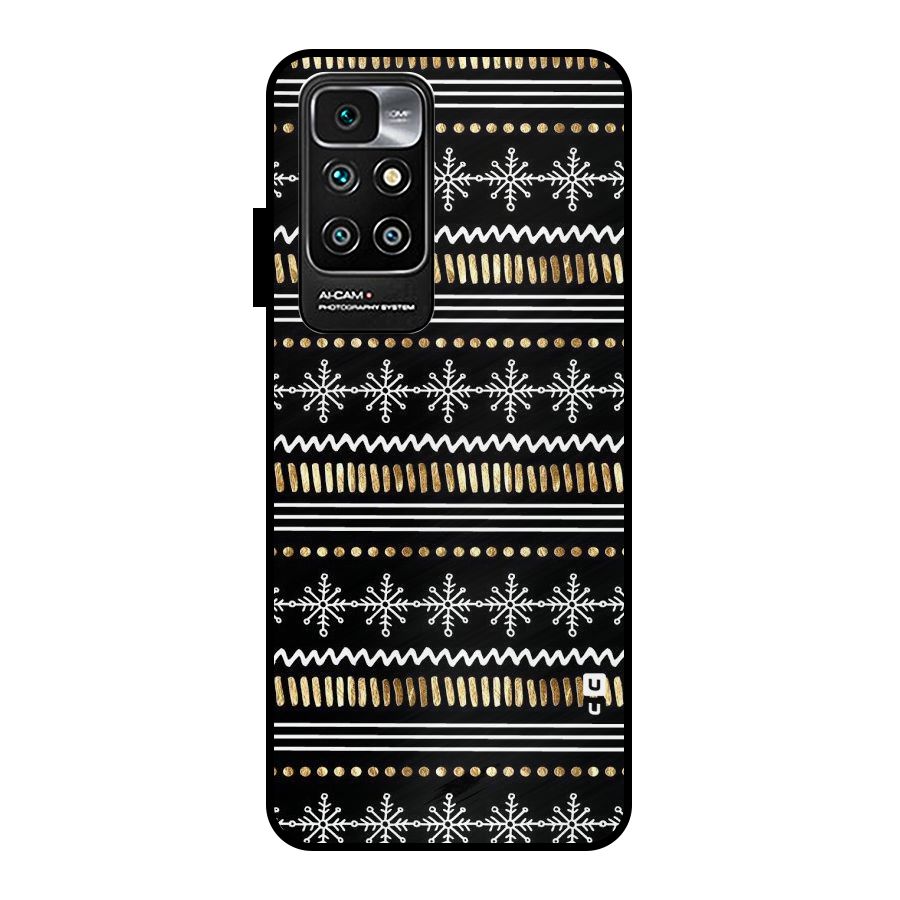 Snowflakes Gold Metal Back Case for Redmi 10 Prime