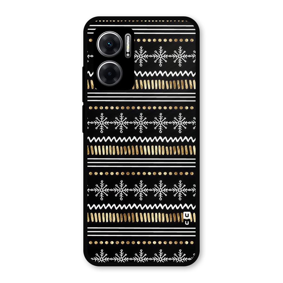 Snowflakes Gold Metal Back Case for Redmi 11 Prime 5G