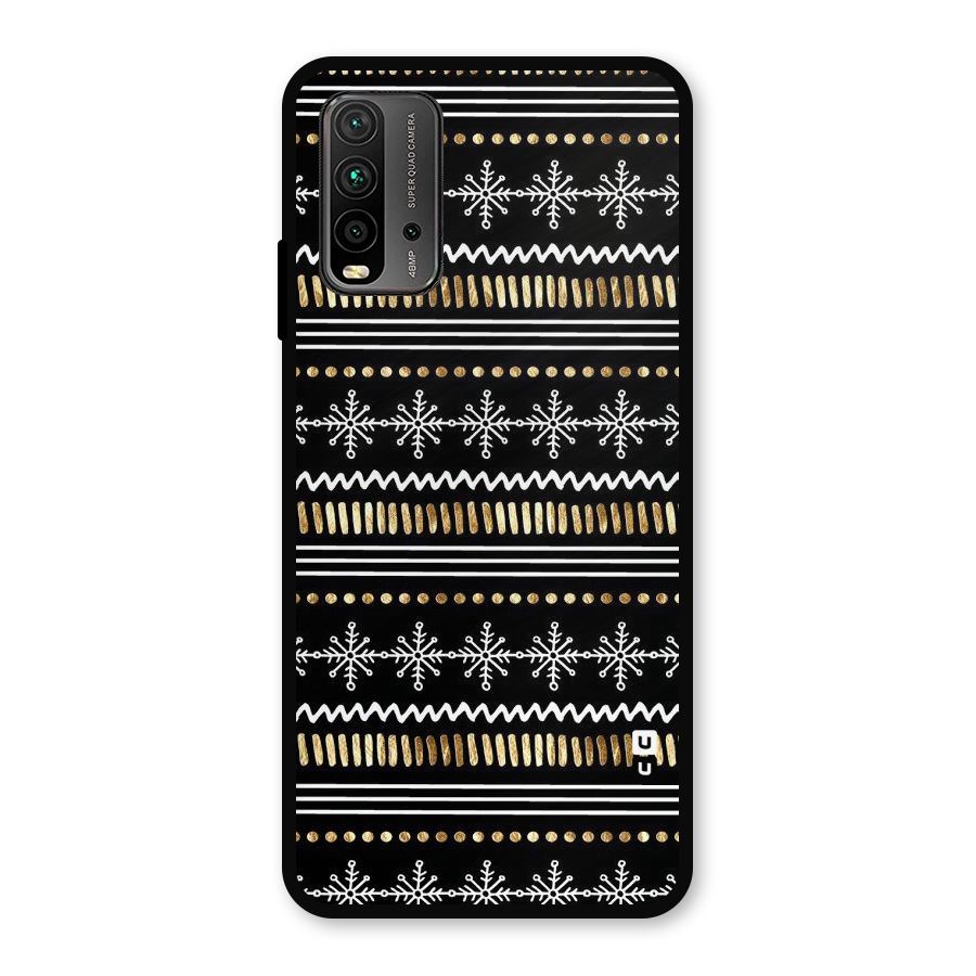Snowflakes Gold Metal Back Case for Redmi 9 Power
