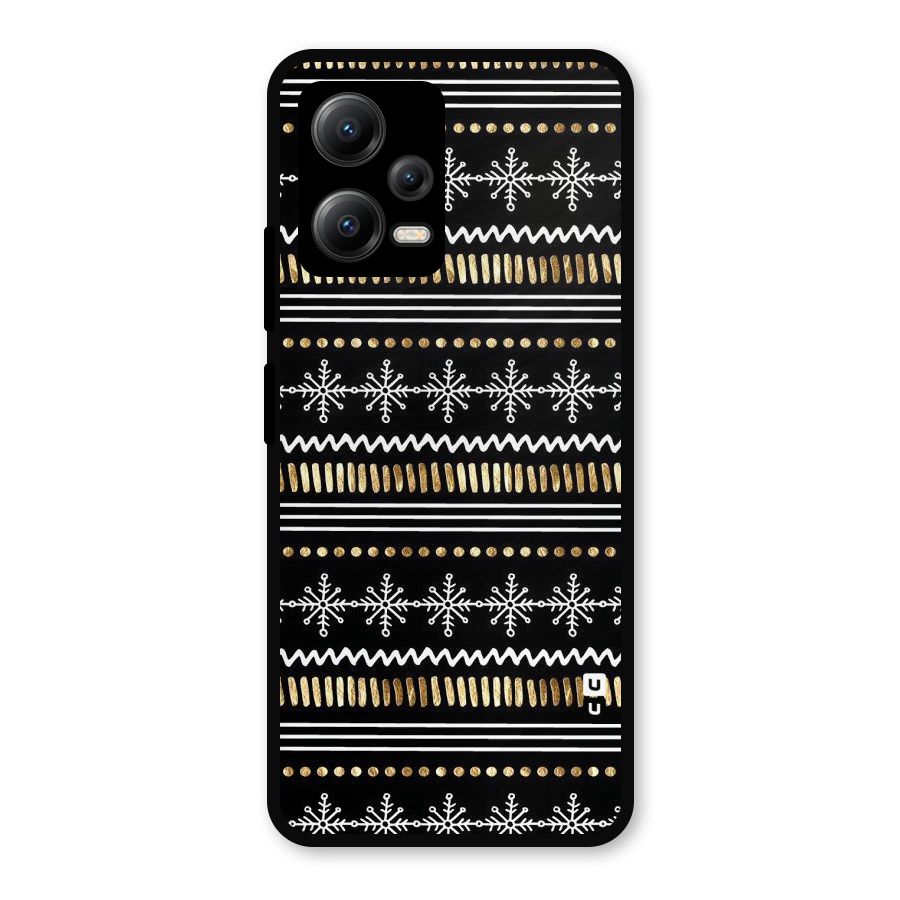 Snowflakes Gold Metal Back Case for Redmi Note 12 5G
