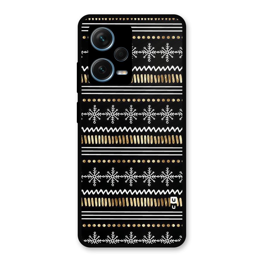 Snowflakes Gold Metal Back Case for Redmi Note 12 Pro Plus 5G