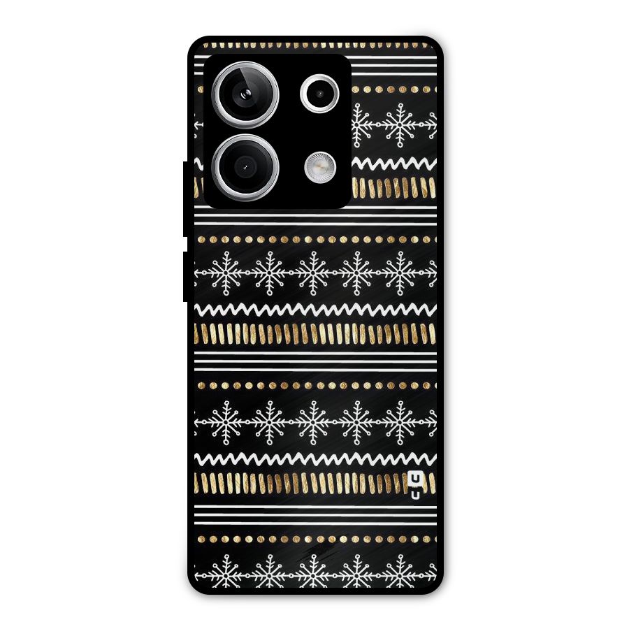 Snowflakes Gold Metal Back Case for Redmi Note 13 5G