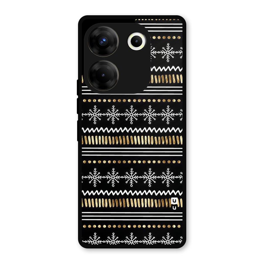 Snowflakes Gold Metal Back Case for Tecno Camon 20 Pro