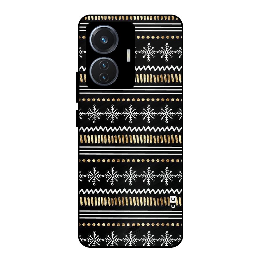 Snowflakes Gold Metal Back Case for Vivo T1 44W