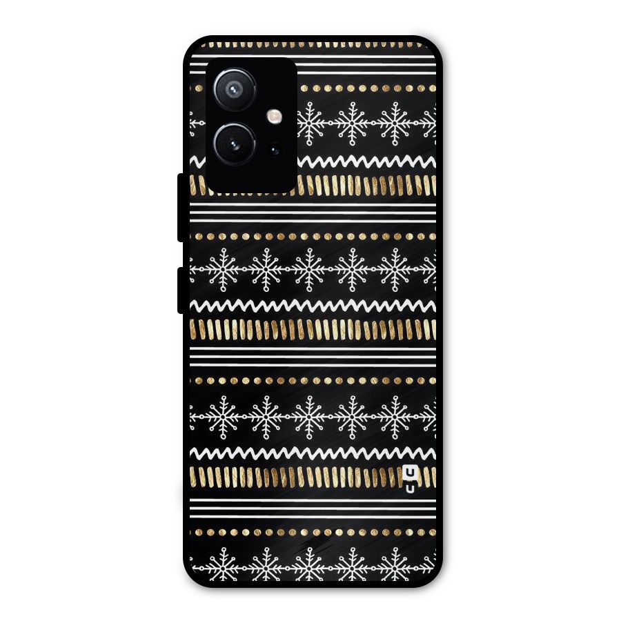 Snowflakes Gold Metal Back Case for Vivo T1 5G