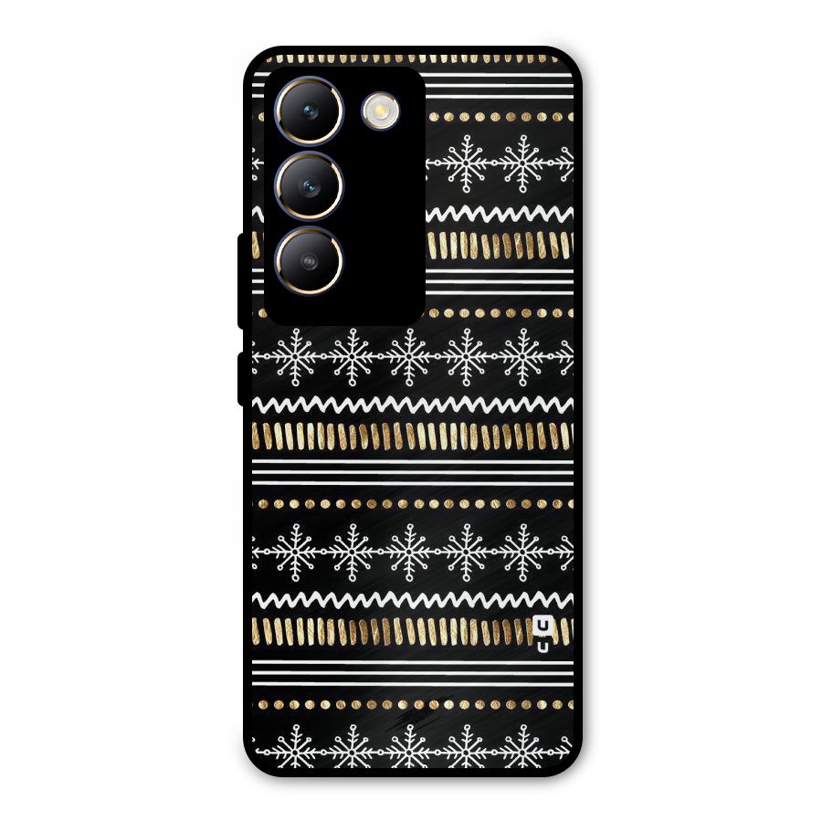 Snowflakes Gold Metal Back Case for Vivo T3 5G