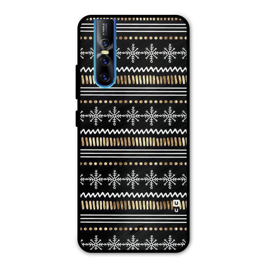 Snowflakes Gold Metal Back Case for Vivo V15 Pro
