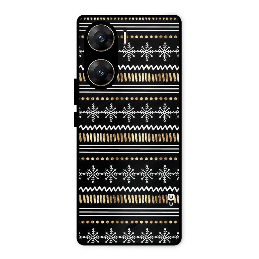 Snowflakes Gold Metal Back Case for Vivo V29e