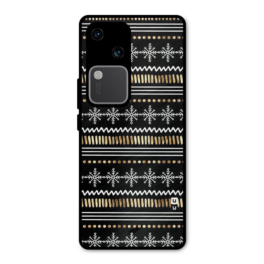 Snowflakes Gold Metal Back Case for Vivo V30