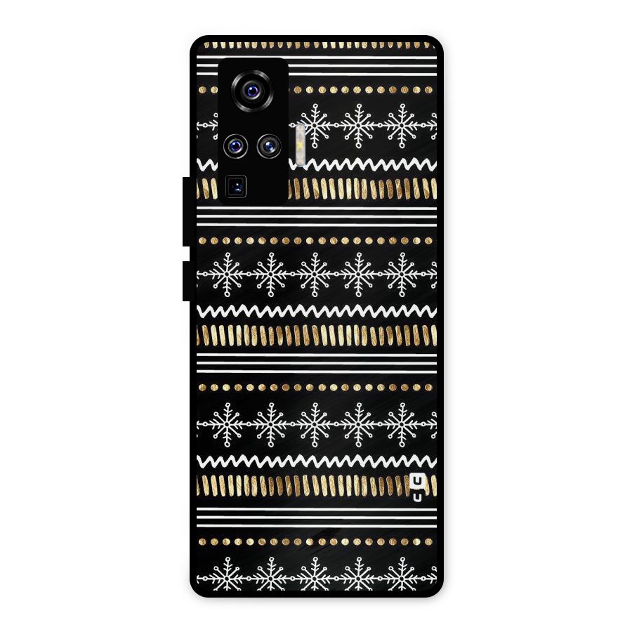 Snowflakes Gold Metal Back Case for Vivo X50 Pro