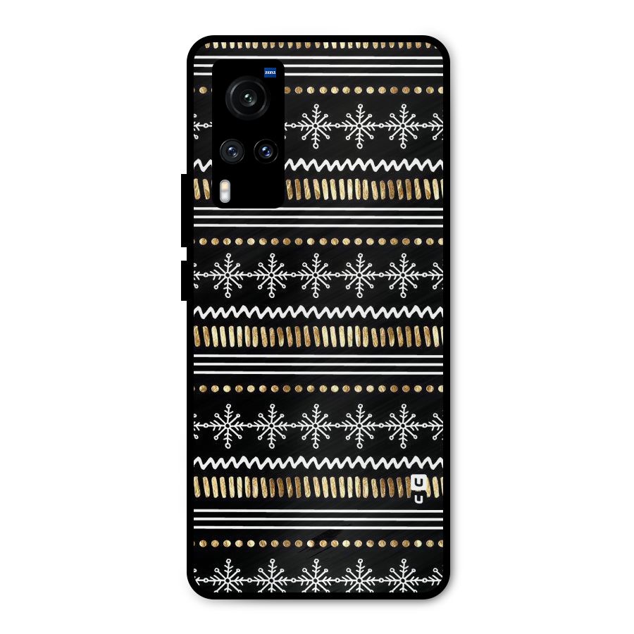 Snowflakes Gold Metal Back Case for Vivo X60
