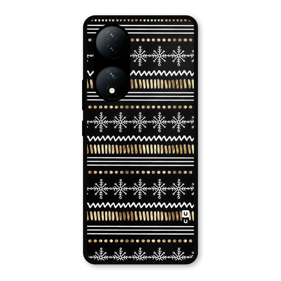 Snowflakes Gold Metal Back Case for Vivo Y100