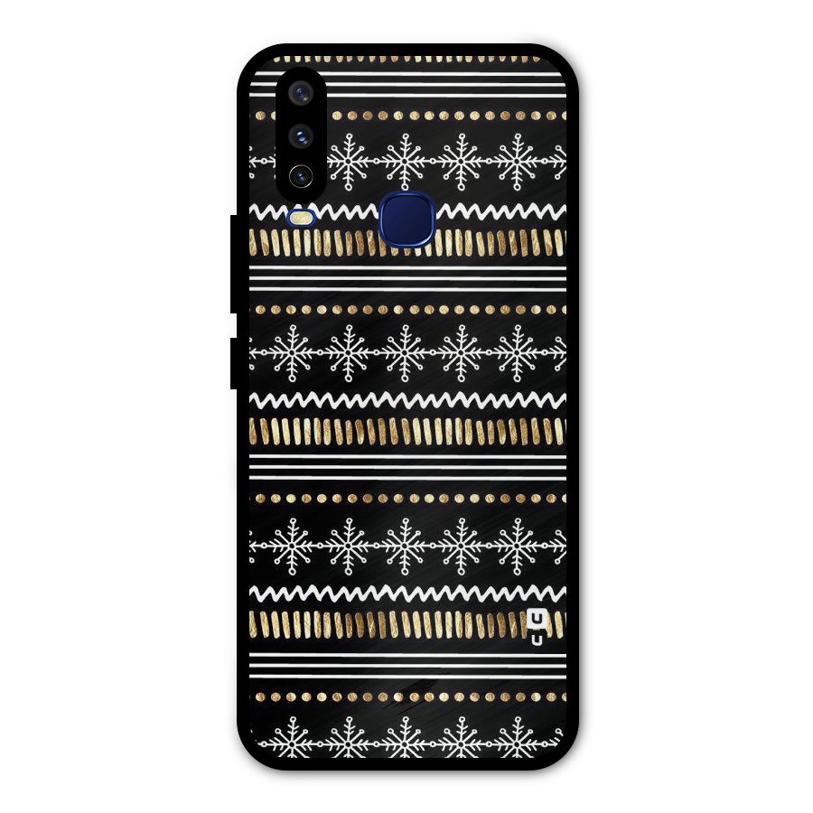 Snowflakes Gold Metal Back Case for Vivo Y15