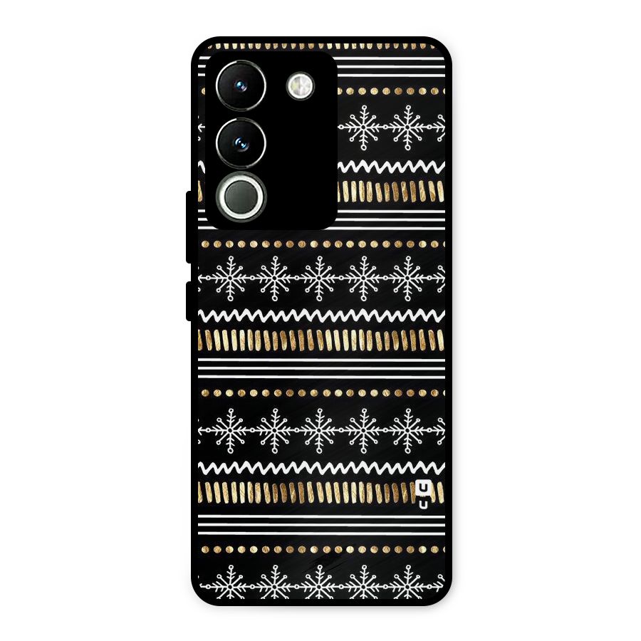Snowflakes Gold Metal Back Case for Vivo Y200
