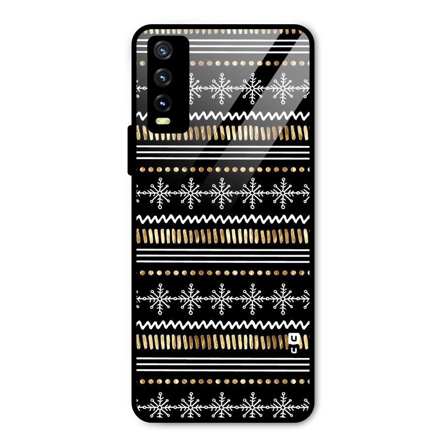 Snowflakes Gold Metal Back Case for Vivo Y20g