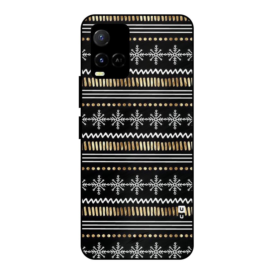 Snowflakes Gold Metal Back Case for Vivo Y21