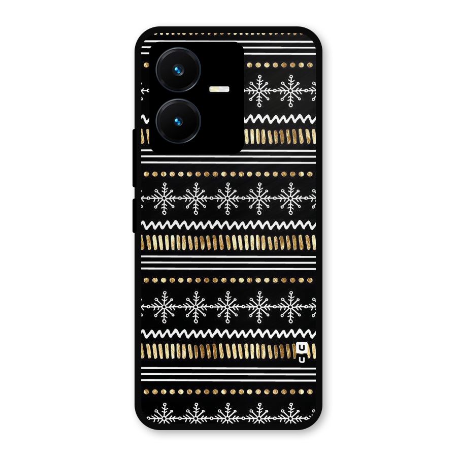 Snowflakes Gold Metal Back Case for Vivo Y22