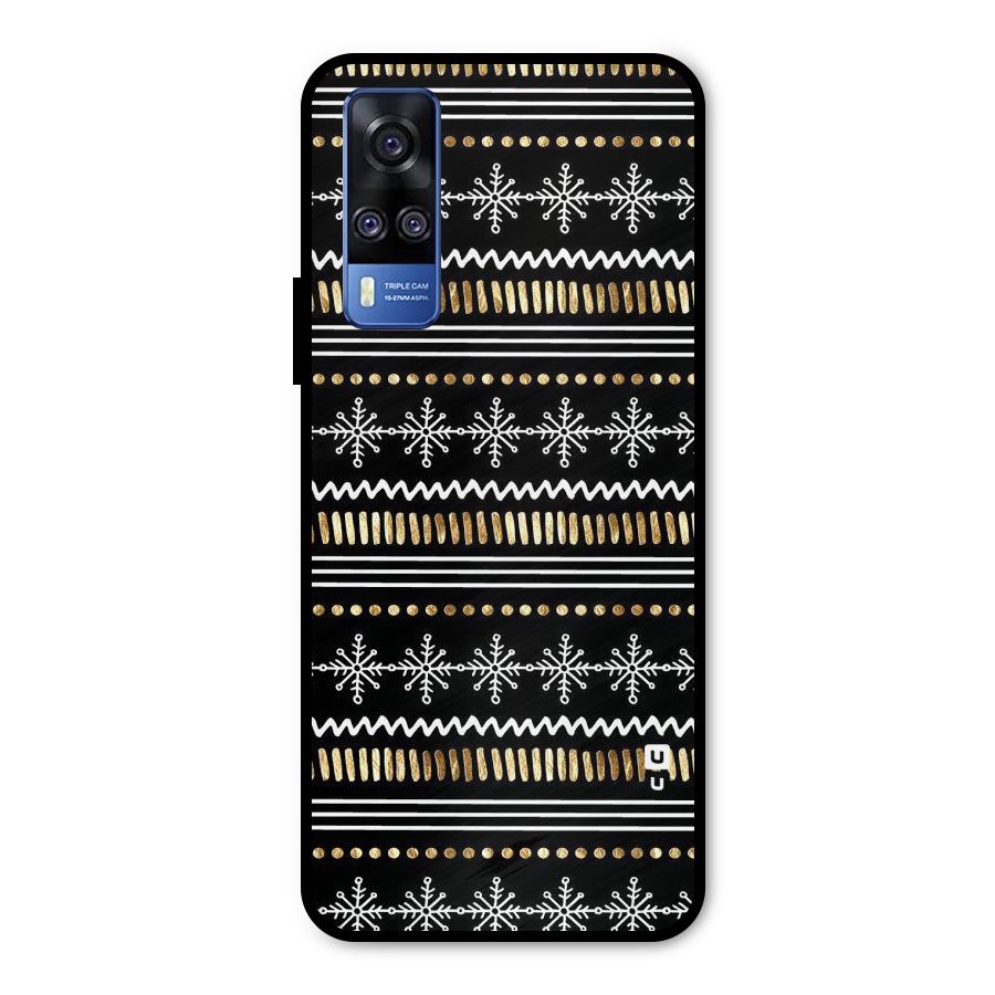 Snowflakes Gold Metal Back Case for Vivo Y31