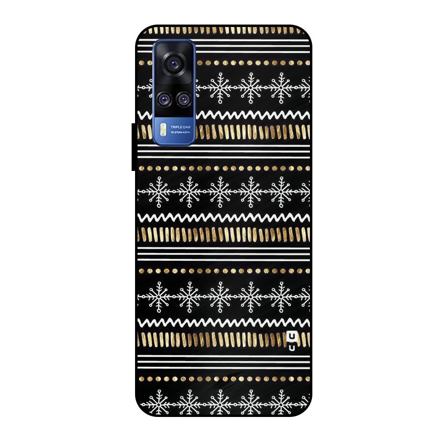 Snowflakes Gold Metal Back Case for Vivo Y51