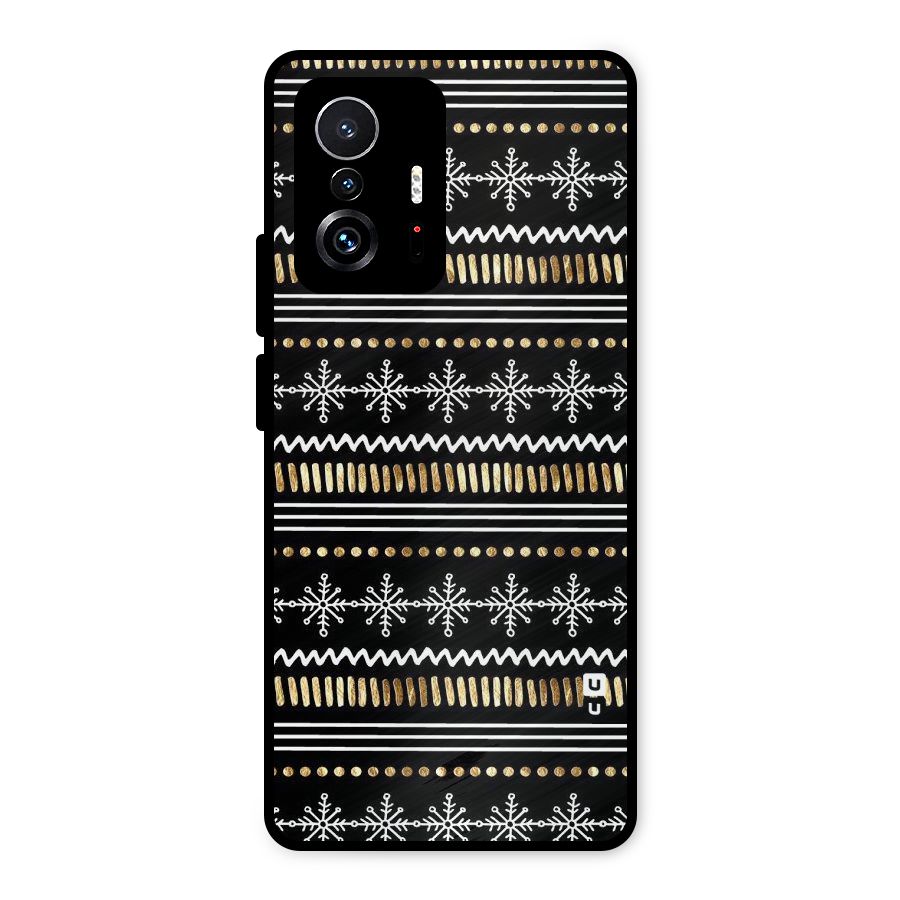 Snowflakes Gold Metal Back Case for Xiaomi 11T Pro