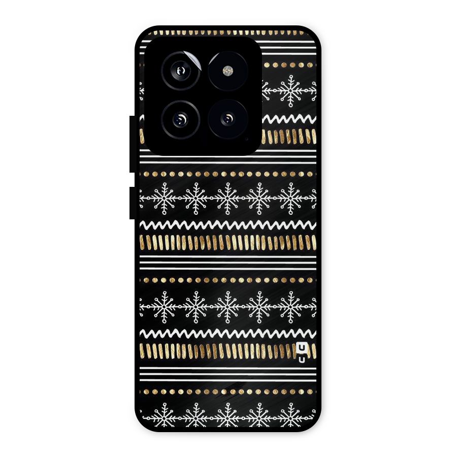 Snowflakes Gold Metal Back Case for Xiaomi 14