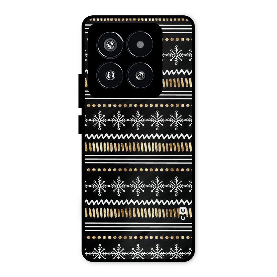 Snowflakes Gold Metal Back Case for Xiaomi 14 Pro