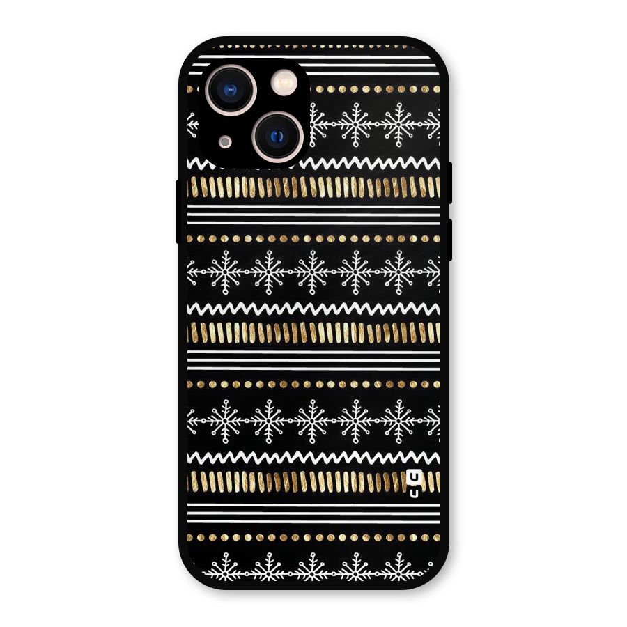Snowflakes Gold Metal Back Case for iPhone 13