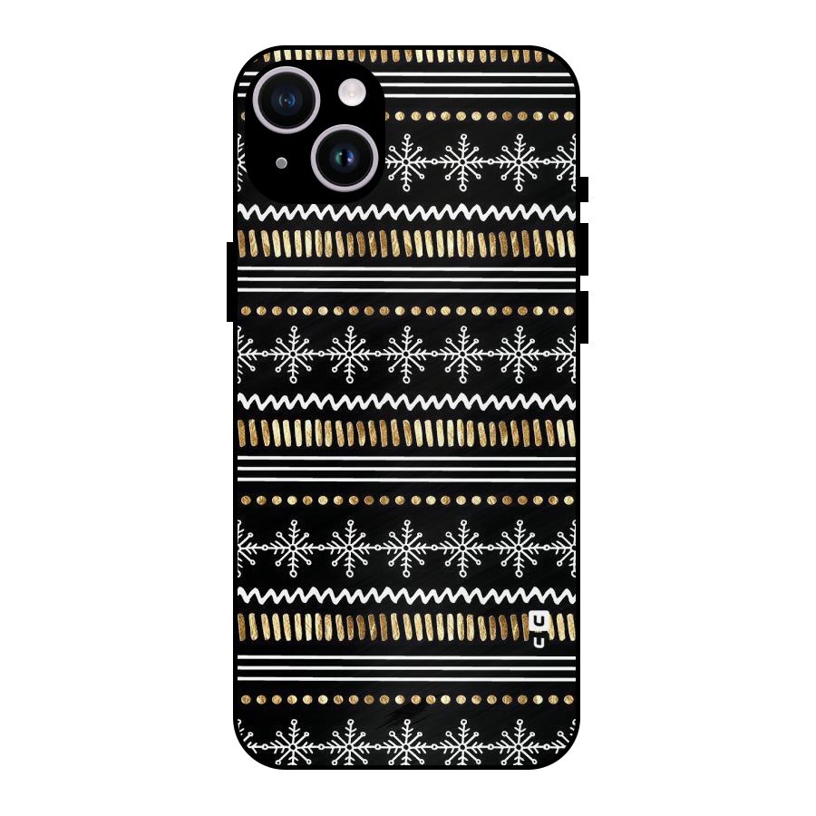 Snowflakes Gold Metal Back Case for iPhone 14 Plus