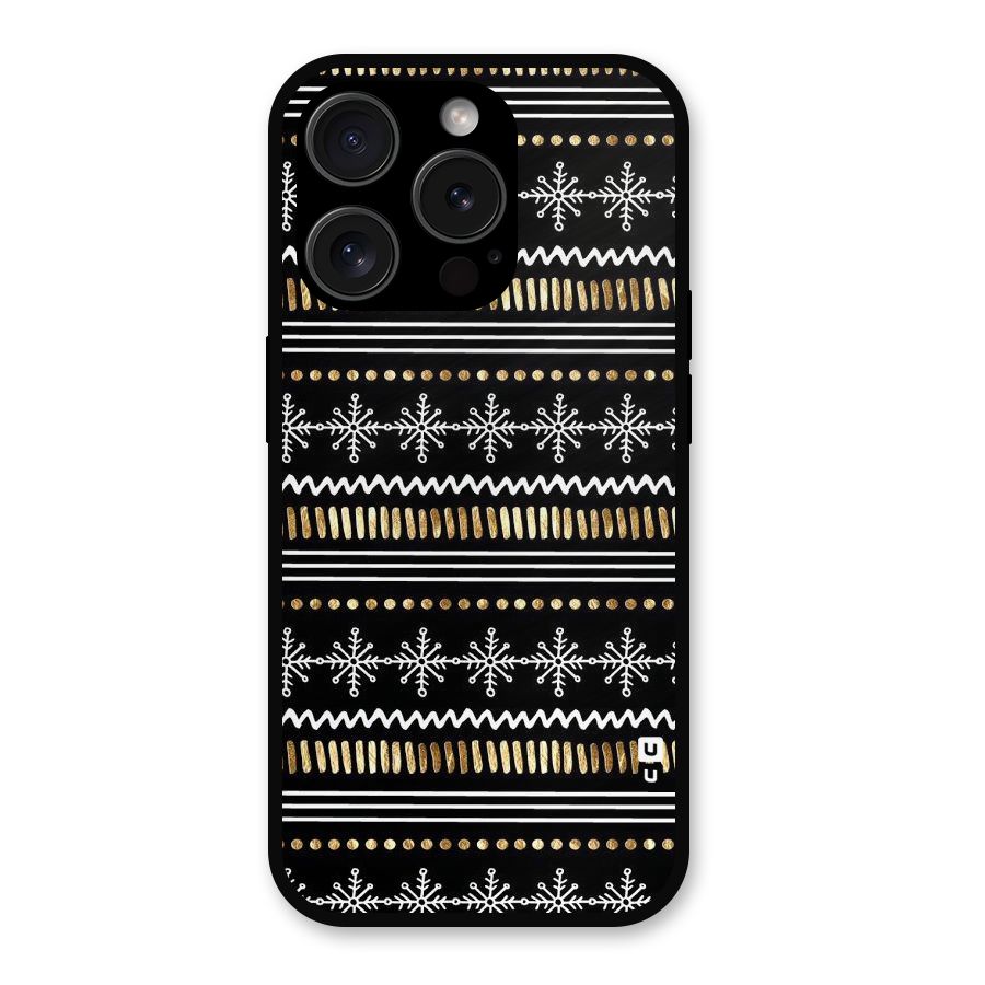 Snowflakes Gold Metal Back Case for iPhone 15 Pro