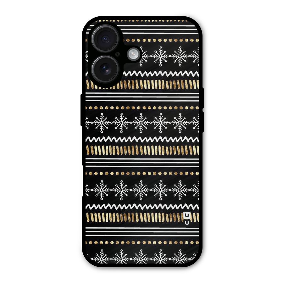 Snowflakes Gold Metal Back Case for iPhone 16