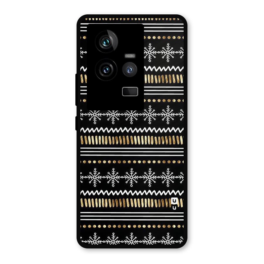 Snowflakes Gold Metal Back Case for iQOO 11 5G